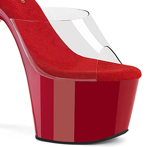 Red Clear Platform Mules | High Heel Exotic Dance & Party Shoes - Picture 2 of 4